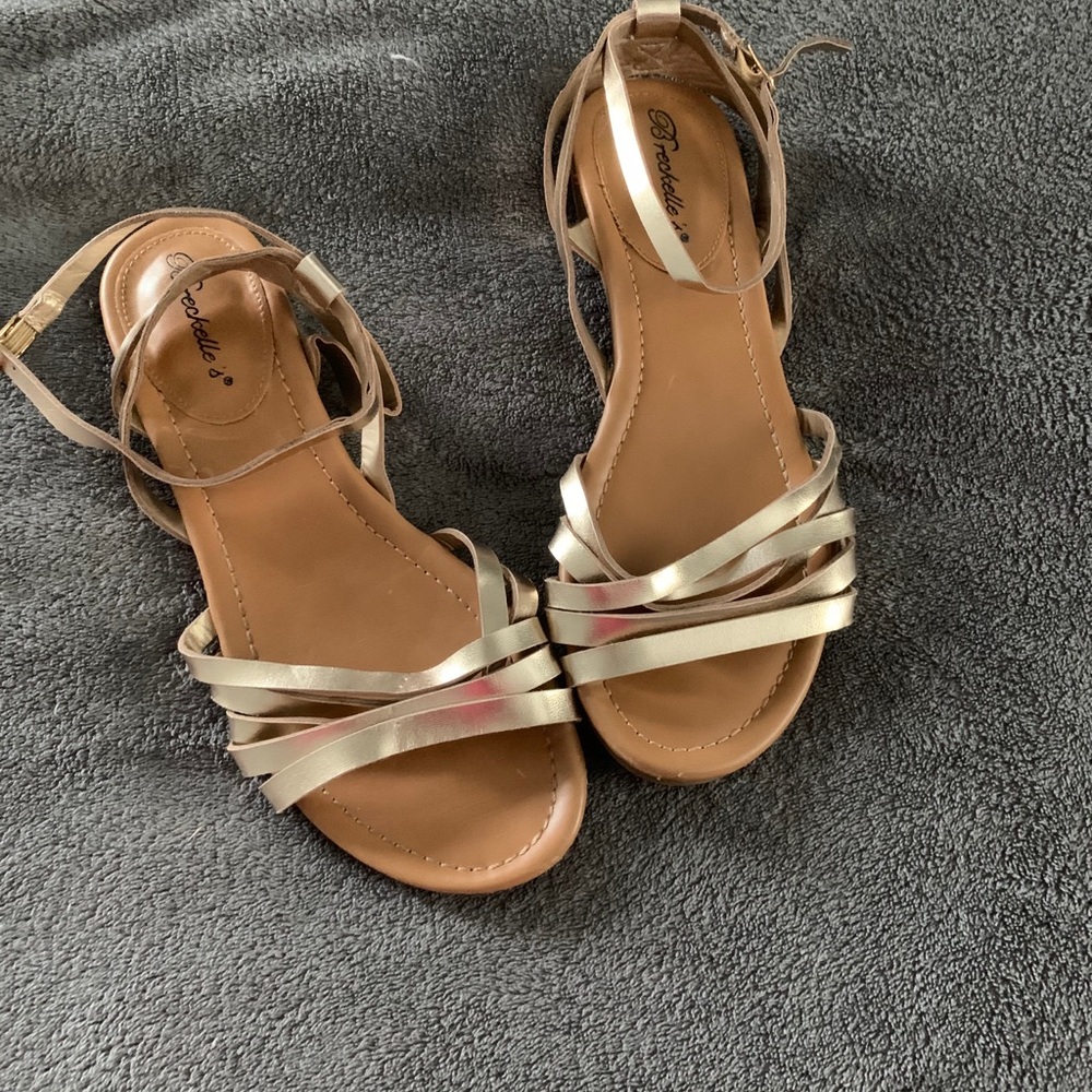 Gold strappy sandal flats